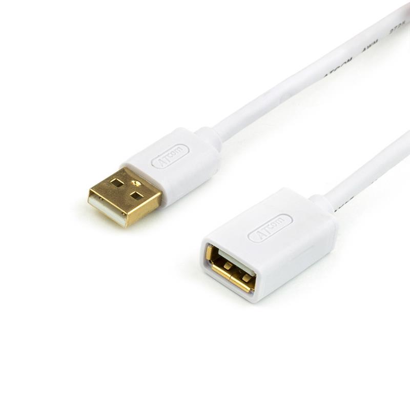 Кабель Atcom (13424) USB 2.0 AM/AF, 0.8м, білий