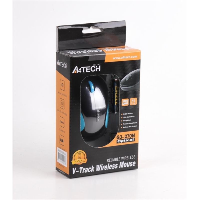 Миша бездротова A4Tech G3-270N Black/Blue V-Track