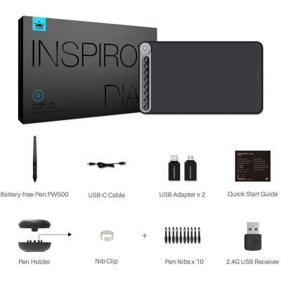 Графічний планшет Huion Inspiroy Dial Q620M + рукавичка