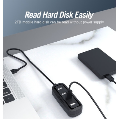 Концентратор Vention USB Hub 4-Port 2.0 Black, 0.5 m (VAS-J43)