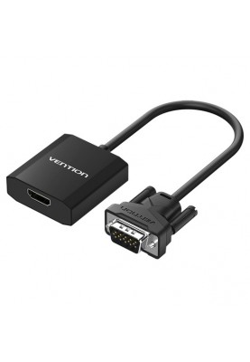 Адаптер Vention VGA - HDMI (M/F), 0.2 м, зі звуком і живленням, чорний (ACEB0)