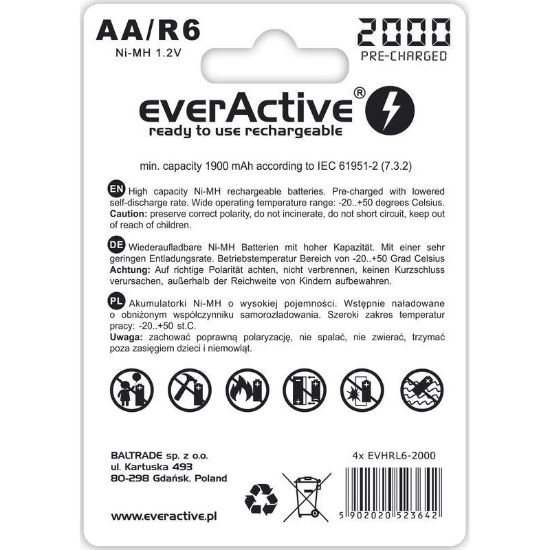Акумулятор everActive AA/HR06 Ni-MH 2000mAh BL 4шт