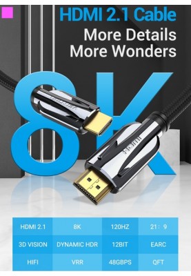 Кабель Vention HDMI-HDMI, 2 m, v2.1 (AALBH)