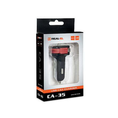 Автомобільний зарядний пристрій REAL-EL CA-35 (3USBx3.4A) Black/Orange + кабель microUSB Автомобільний зарядний пристрій REAL-EL CA-35 (3USBx3.4A) Black/Orange + кабель microUSB