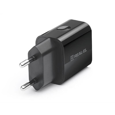 Мережевий зарядний пристрій REAL-EL CH-210 (2USB, 2.1A) Black Мережевий зарядний пристрій REAL-EL CH-210 (2USB, 2.1A) Black