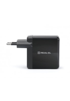 Мережевий зарядний пристрій REAL-EL CH-350 QC3.0 (2USB, 3A) Black