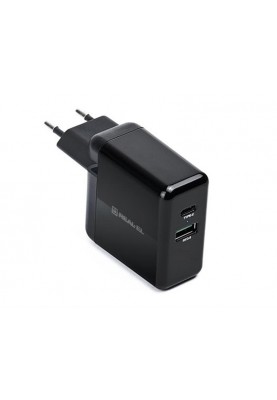 Мережевий зарядний пристрій REAL-EL CH-350 QC3.0 (2USB, 3A) Black