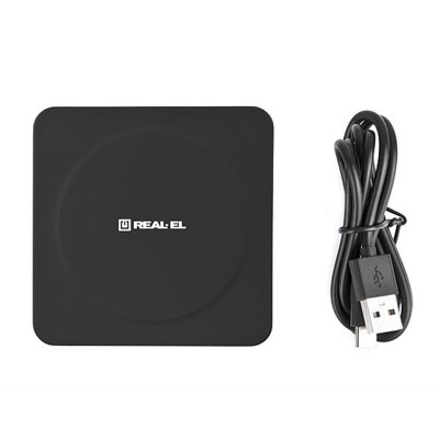 Бездротовий зарядний пристрій REAL-EL WL-710 1.5A 5W Black Бездротовий зарядний пристрій REAL-EL WL-710 1.5A 5W Black