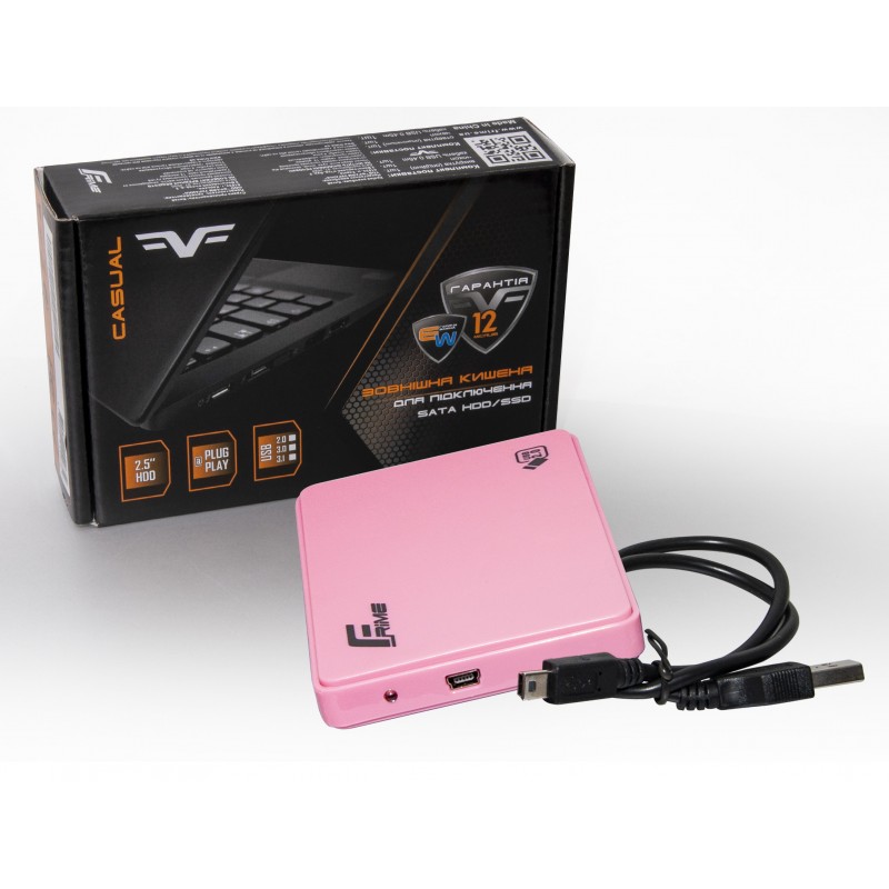 Зовнішня кишеня Frime SATA HDD/SSD 2.5", USB 2.0, Plastic, Pink (FHE12.25U20)