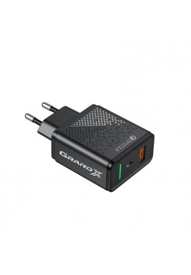 Мережевий зарядний пристрій Grand-X Quick Charge 3.0 (1хUSB, 18W) Black (CH-650)