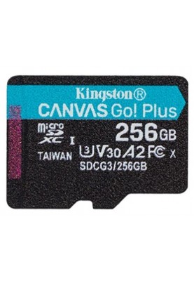 Карта пам`яті MicroSDXC 256GB UHS-I/U3 Class 10 Kingston Canvas Go! Plus R170/W90MB/s (SDCG3/256GBSP)