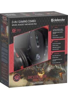 Мишка Defender Devourer MHP-006 USB з ігровою поверхнею і гарнітурою (52006)