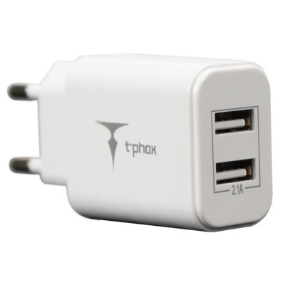 Мережевий зарядний пристрій T-phox Pocket (2USBх2.1A) White