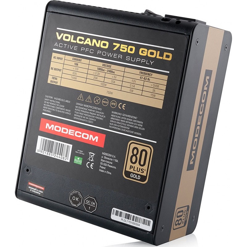 Блок питания Modecom Volcano 750 Gold (ZAS-MC90-SM-750-ATX-VOLCA)