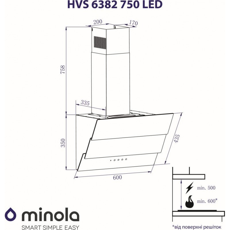 Вытяжка Minola HVS 6382 BL 750 LED