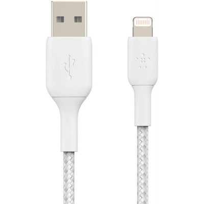 Кабель Belkin Braided USB-Lightning, 1м White (CAA002BT1MWH)