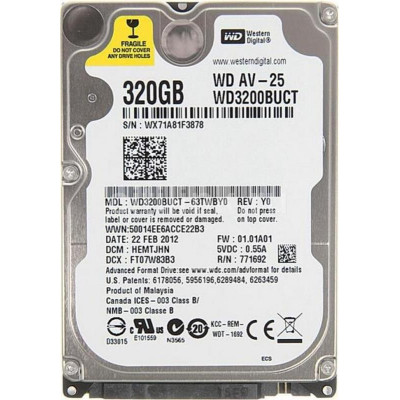 Накопичувач HDD 2.5" SATA  320GB WD Blue 5400rpm 16MB (WD3200LUCT) Refurbished
