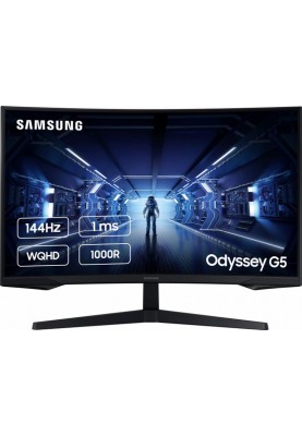 Монітор Samsung 27" Odyssey G5 (LC27G55TQWIXCI) VA Black Curved