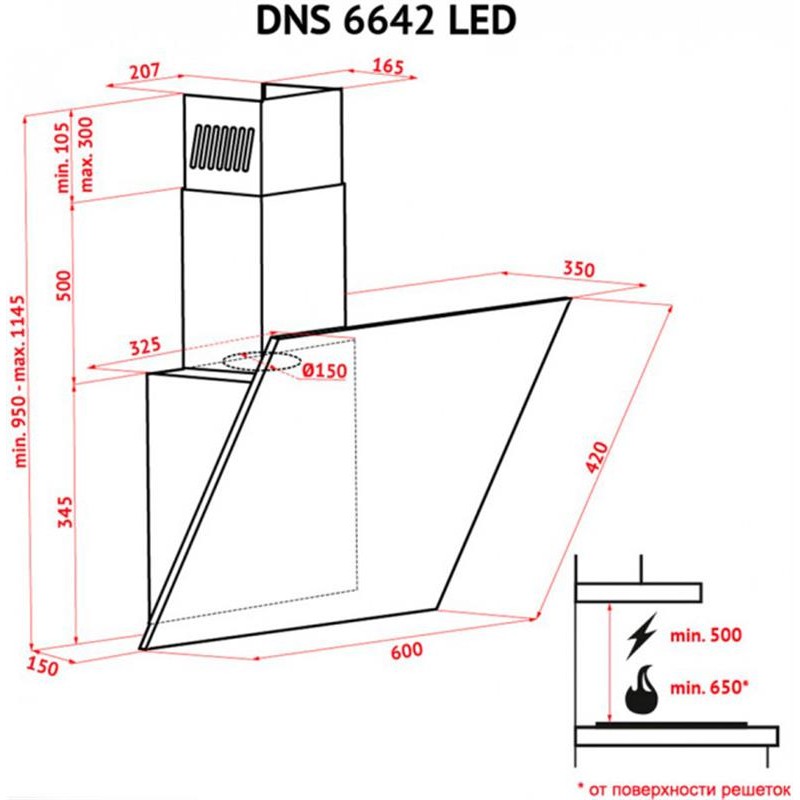 Вытяжка Perfelli DNS 6642 BL LED