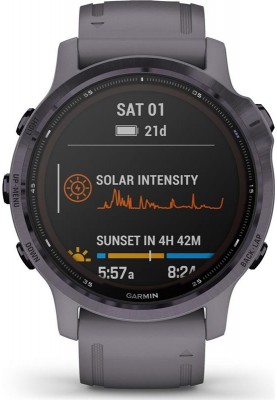 Смарт-годинник Garmin Fenix 6S Pro Solar Edition Amethyst Steel with Shale Gray Band (010-02409-15)