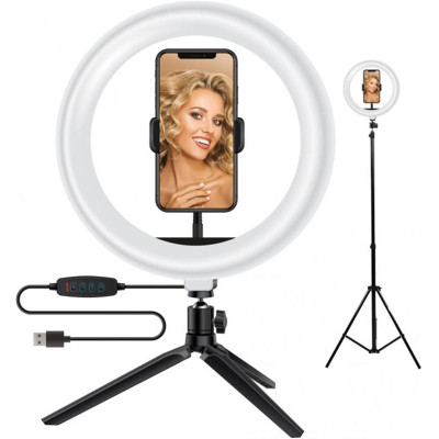 Кільцева USB LED-лампа ACCLAB Ring of Light AL-LRSET1 + штатив (1283126502040)