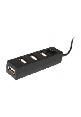 Концентратор USB2.0 Voltronic 4хUSB2.0 Black (YT-HUB4-B/07243), Blister
