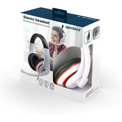 Гарнітура Gembird MHS-03-WTRDBK White/Red/Black
