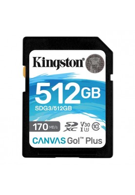 Карта пам`ятi SDXC 512GB UHS-I/U3 Class 10 Kingston Canvas Go! Plus R170/W90MB/s (SDG3/512GB)