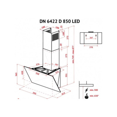 Витяжка Perfelli DN 6422 D 850 IV LED