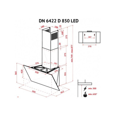 Вытяжка Perfelli DN 6422 D 850 WH LED