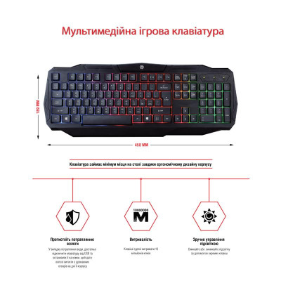 Комплект (клавіатура, мишка) Piko GX50 Black USB (1283126506208) + килимок