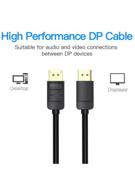 Кабель Vention DisplayPort - DisplayPort V1.2 (M/M), 3 м, Black (HACBI)