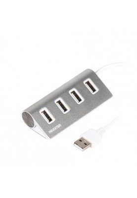 Концентратор USB 2.0 Maxxter 4хUSB2.0 Silver (HU2A-4P-01)