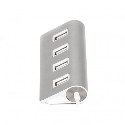 Концентратор USB 2.0 Maxxter 4хUSB2.0 Silver (HU2A-4P-01)