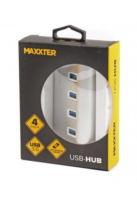 Концентратор USB 3.0 Maxxter 4хUSB3.0 Silver (HU3A-4P-01)