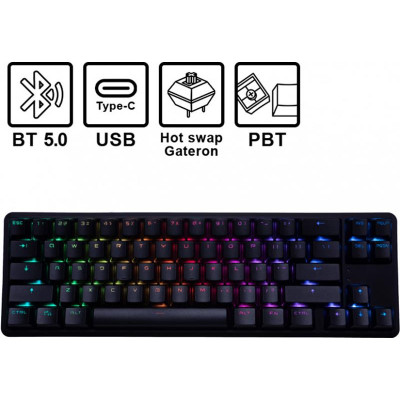 Клавіатура бездротова Hator Skyfall Hex ENG (HTK-665) Black USB/Bluetooth