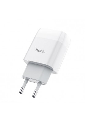 Зарядний пристрій Hoco C73A Glorious (2USB, 2.4А) White (6931474713070) + кабель Type-C