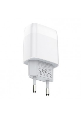 Зарядний пристрій Hoco C73A Glorious (2USB, 2.4А) White (6931474713070) + кабель Type-C