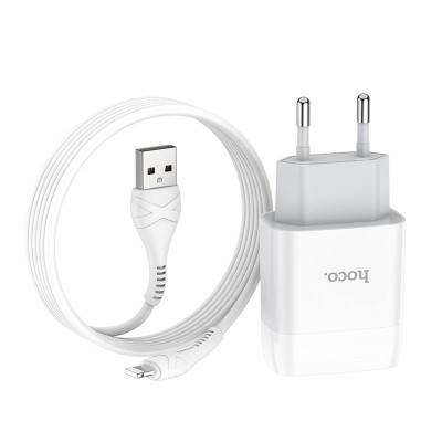 Зарядний пристрій Hoco C73A Glorious (2USB, 2.4А) White (6931474713056) + кабель Lightning