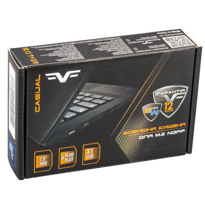 Зовнішня кишеня Frime M.2 NGFF SATA, USB 3.1, Metal, Black (FHE210.M2U31)