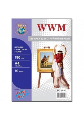 Фотопапір WWM  Fine Art матовий "тканина" 190г/м2 A4 10л (MC190.10)
