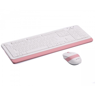 Комплект (клавіатура, мишка) бездротовий A4Tech FG1010 White/Pink USB