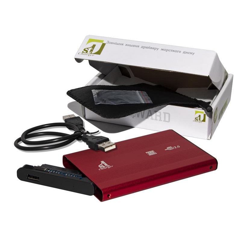 Зовнішня кишеня 1StCharger SATA HDD/SSD 2.5", USB 2.0, Red (HDE1STU2520BR)