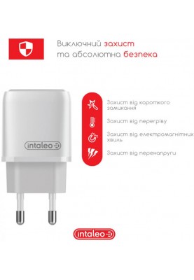 Мережевий зарядний пристрій Intaleo TCGQPD120L (1USBx3A) White (1283126510007) + кабель Lightning