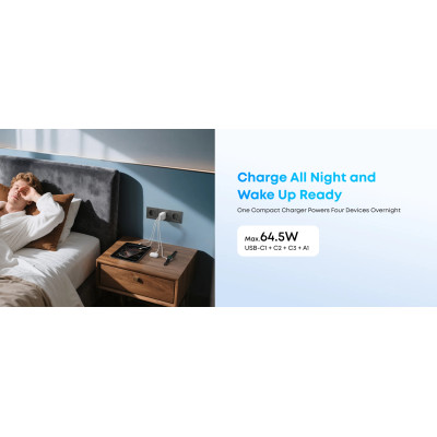 Мережевий зарядний пристрій Anker Charger 70W, 3xUSB-C, 1xUSB-A, Black (A121CG11) Мережевий зарядний пристрій Anker Charger 70W, 3xUSB-C, 1xUSB-A, Black (A121CG11)