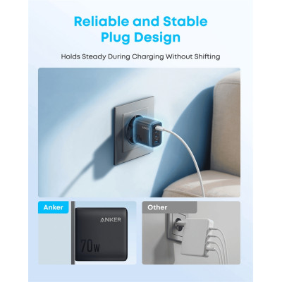 Мережевий зарядний пристрій Anker Charger 70W, 3xUSB-C, 1xUSB-A, Black (A121CG11) Мережевий зарядний пристрій Anker Charger 70W, 3xUSB-C, 1xUSB-A, Black (A121CG11)