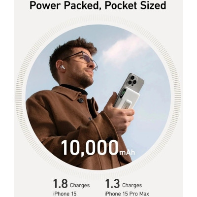 Універсальна мобільна батарея Anker MagGo 10000mAh 27W White (A1654G21) Універсальна мобільна батарея Anker MagGo 10000mAh 27W White (A1654G21)