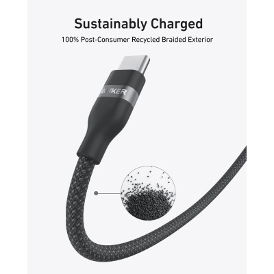 Кабель Anker Upcycled-Braided USB-C - USB-C (M/M), 240W, 1.8 м, Black (A82E2H12) Кабель Anker Upcycled-Braided USB-C - USB-C (M/M), 240W, 1.8 м, Black (A82E2H12)