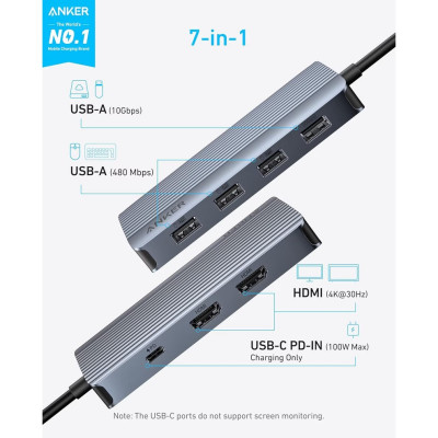 USB-хаб Anker USB-C 7-в-1 Black (A83740A2) USB-хаб Anker USB-C 7-в-1 Black (A83740A2)