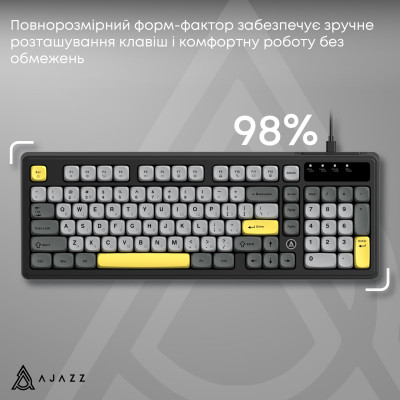 Клавіатура Ajazz AF98 Black USB-C Black Gray Yellow (AF98-BGY) Клавіатура Ajazz AF98 Black USB-C Black Gray Yellow (AF98-BGY)